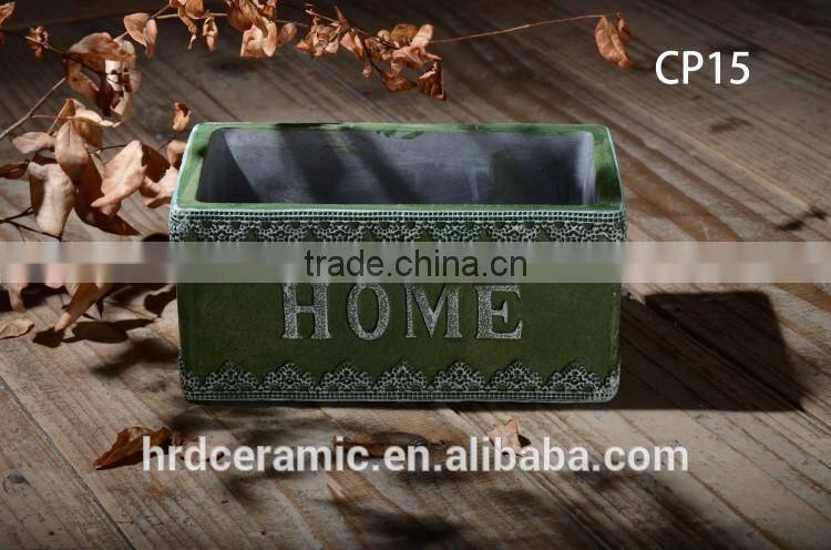 Square decal cement finished decoration flowerpots