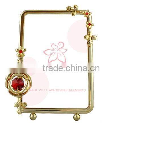 24K gold plated Square 3.5x5" Picture Frame with Rose