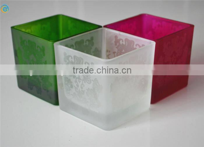 cheap square glass candleholder for wax