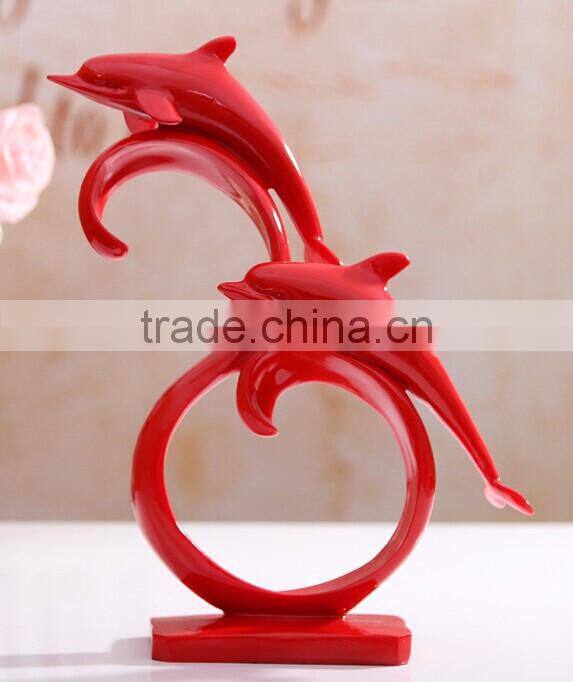 Couples dolphins for home resin decoration