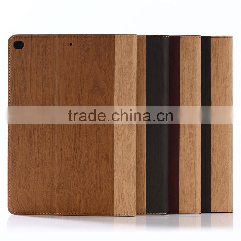 Nature wood grain PU card bumper/pocket cell phone case for Ipad