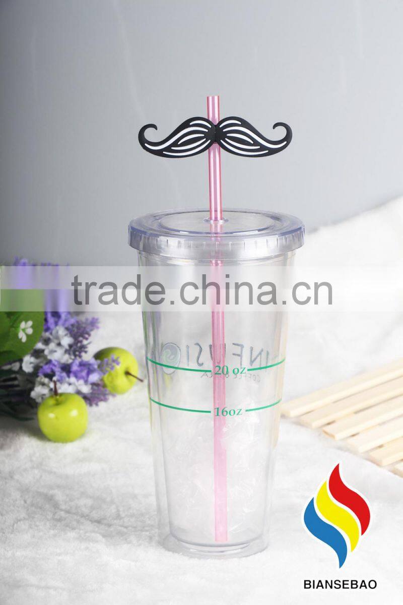 Eco-friendly 16oz Double Wall Clear Plastic Tumbler With Lid For Juice