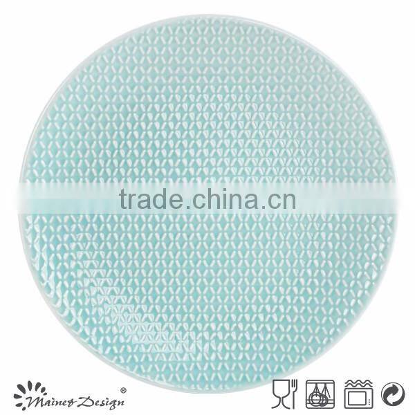 Ceramic stoneware crockery emboss new design dish plates