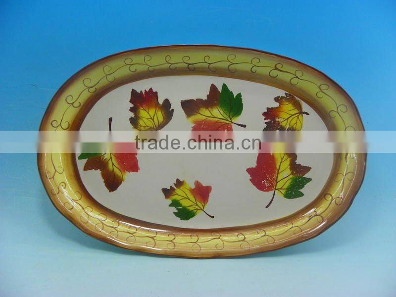 BIG CERAMIC FRUIT PLATE WITH IRON STAND