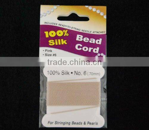wholesale 0.6mm gray 100% bead silk threading cord with needle attached