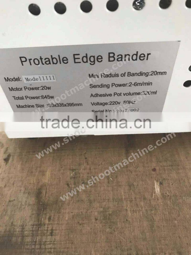 Portable Edge Banding Machine Model IIII with Hot melt adhesive pot volume 160ml and Pre-heating time about 10 Min