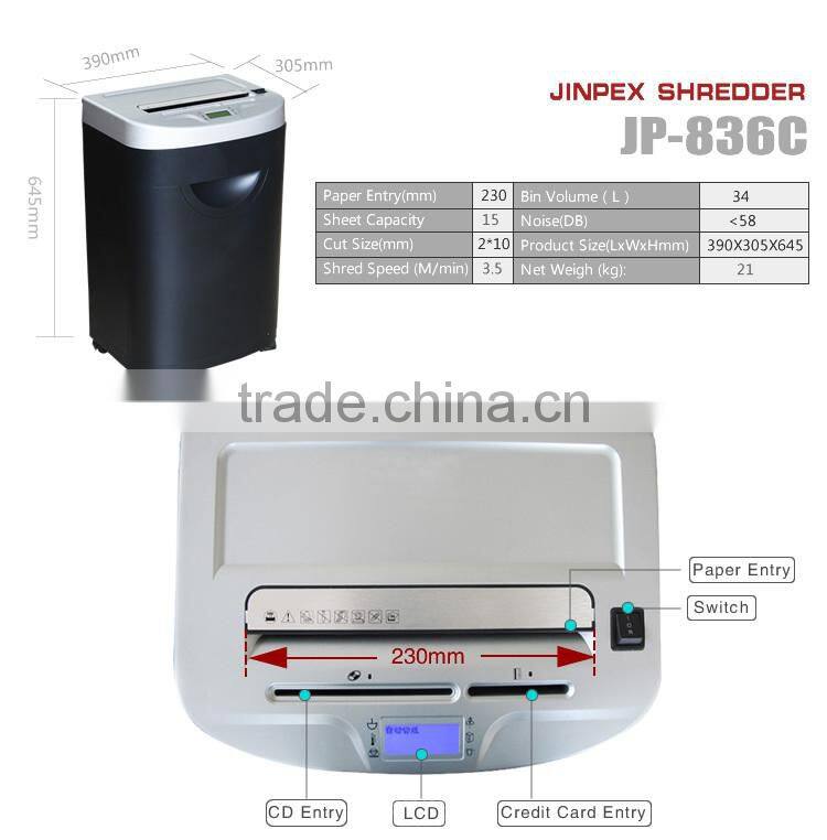 CD&Crdit card A4 micro paper shredder JP-836 GS