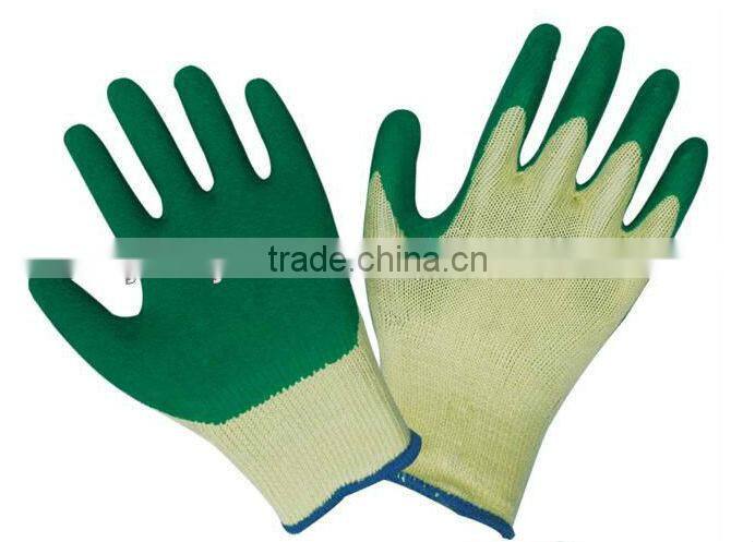 Palm latex coated cotton welding gloves,10 guage knitted liner in guangzhou