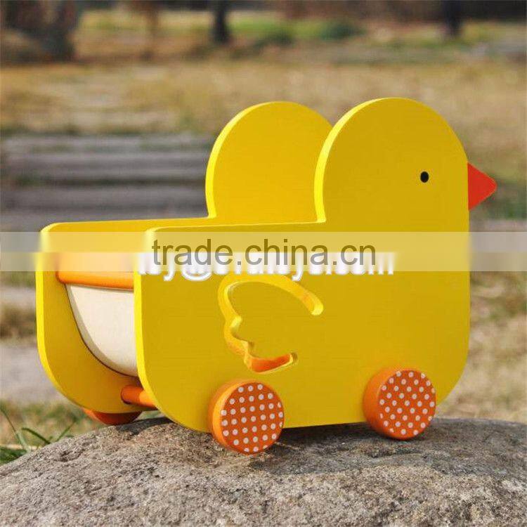 New design lovely duck shape wooden pull car toy for toddlers W05B158