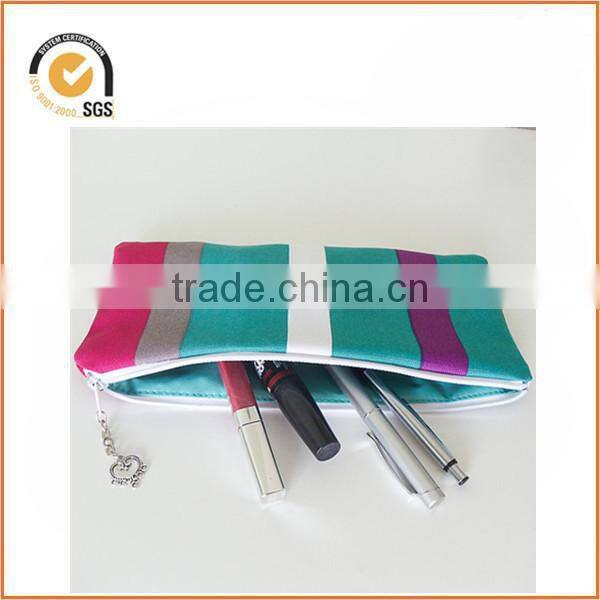 Canvas Pencil Case Zipper Pouch - Lime Green with Brown Flowers, Lime Green Zipper By Chiqun Dongguan CQ-H01085