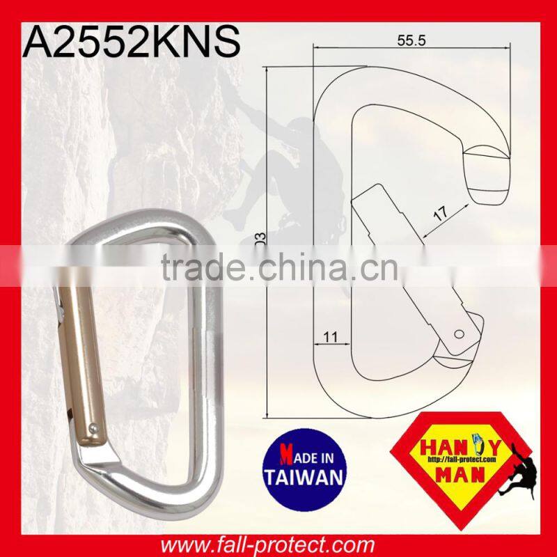 28KN Rock Mountaineer Climbing Aluminum Carabiner With Bent Gate