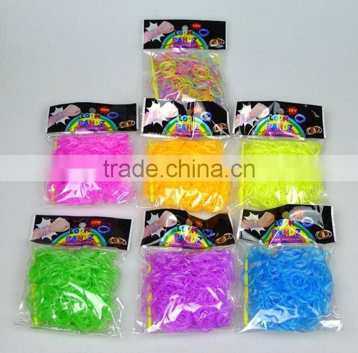 300pcs Rubber Bands/ Silicone Loom Rubber Band Loom Opp Bag Package 12-colors Candy Loom Refill Rubber Bands d2m
