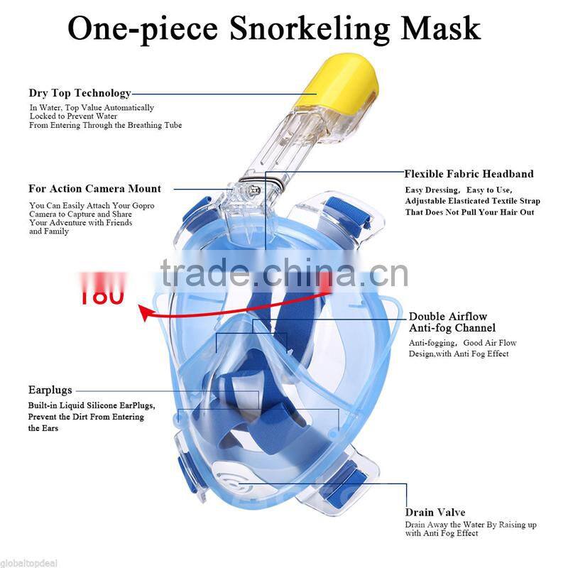 Good price of best seller 180 degree full face snorkel mask swimming equipment for wholesales