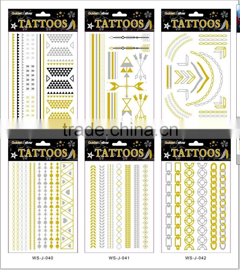 T005-005 Cheap Tattoo Paper Gold And Silver Temporary Tattoo Temporary Tattoo That Last Long