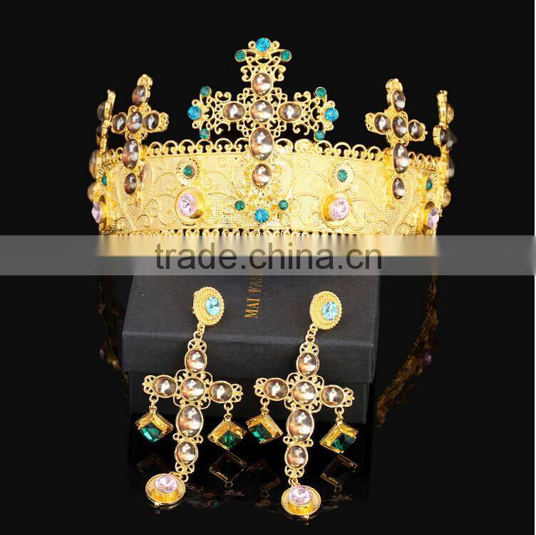 FC001-001Fashion Baroque Style Headband Wedding Pageant Crown Beauty Queen Crystal Crown