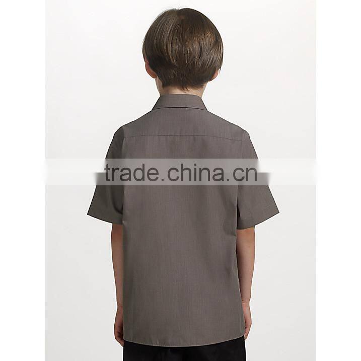 Boys' Short Sleeve Non-Iron School Shirt Grey School Uniform Shirts Blouse High Quality