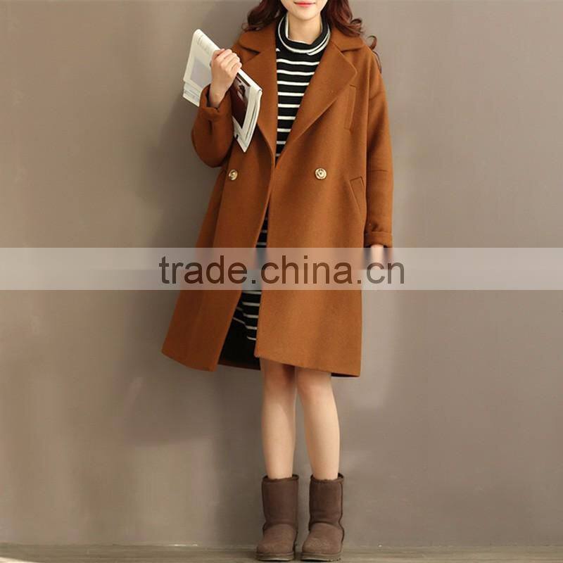 2016 customized manufacture fashionable winter thick long style woolen ladies long overcoats