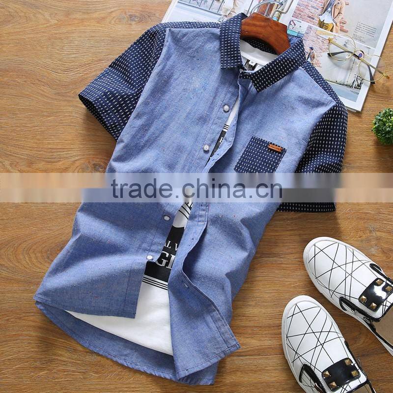 comfortable latest design short sleeve plain cotton dress shirts for men