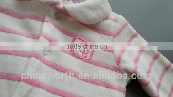 yarn dyed velvet romper for baby, baby winter romper