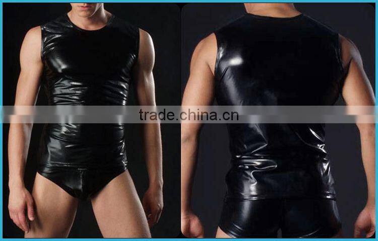 MOQ=1 New 2014 Wholesale Leather Man Tank Tops In Bulk Sexy SC06