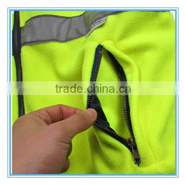 high visibility yellow fleece winter jacket safety reflective