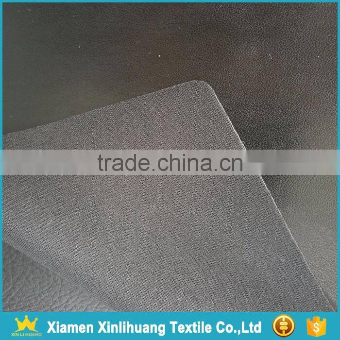 China Manufacture 0.42mm Thin Style Black Pu Synthetic Leather