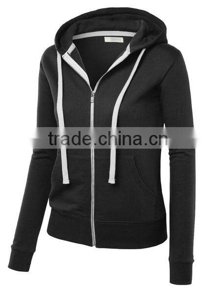 Womens Cotton Long Sleeve Hooded Sweatshirts Zipper