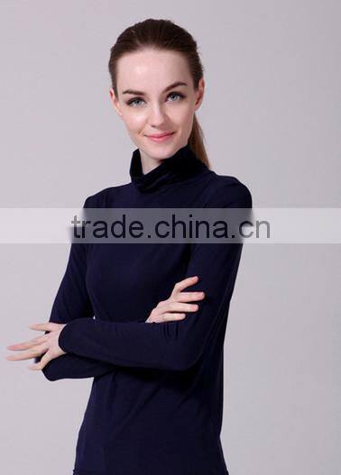New style fashion long sleeve turtleneck ladies t-shirt wholesale
