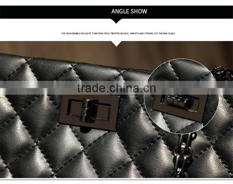 Famous Classic Black Handbag Lock Button Women Chain Bags