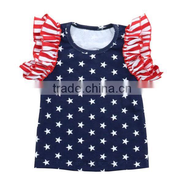2017 girl boutique clothing t shirt baby flutter sleeves shirt girls ruffle shirt