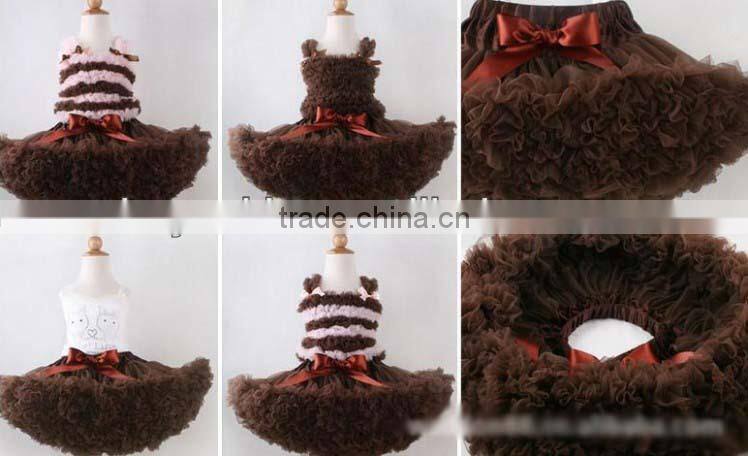 Fashion Pink with light purple Trim Nylon Chiffon Petti skirt for girls,baby Toddler Pettiskirt