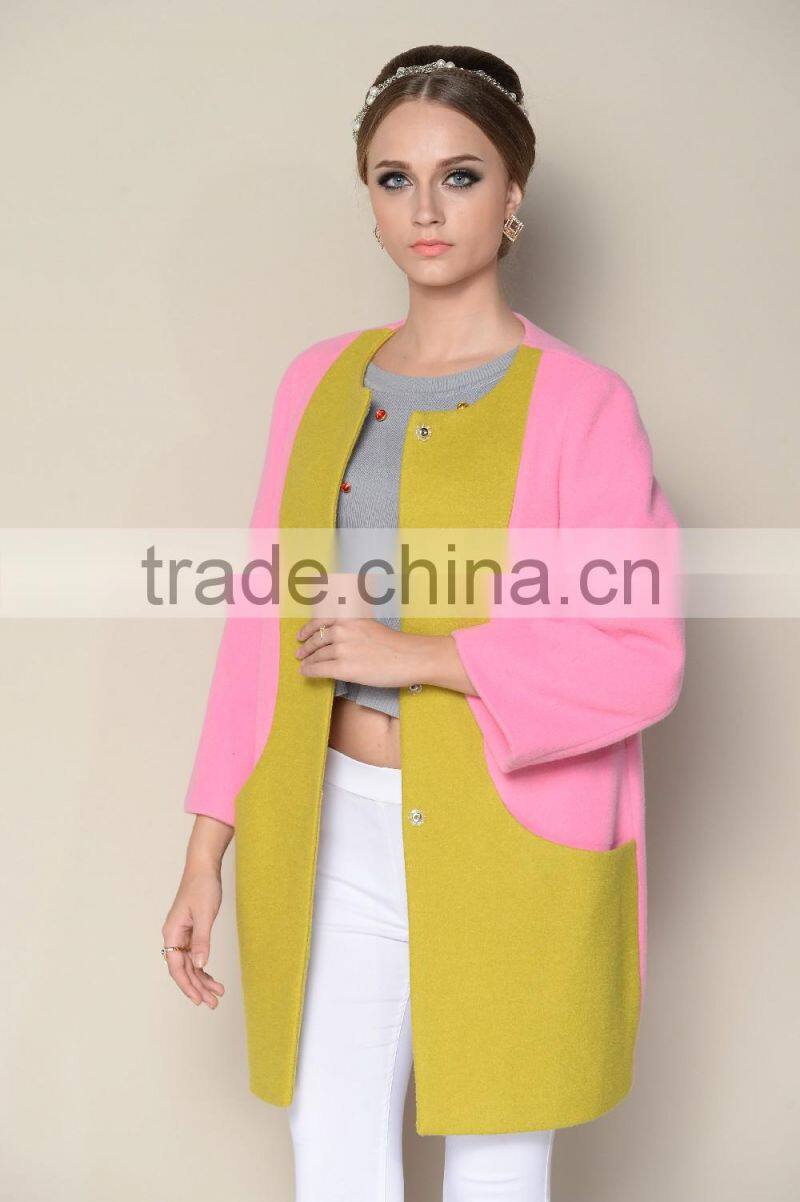 popular o neck fashionable multicolored womens clothing fall 2015 winter fur coat