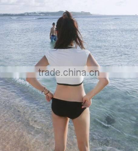 2016 Korean version of the new short-sleeved letter split three-piece bikini swimsuit steel prop gather swimsuit