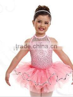 Professional pink ballet- floral outfits kid cute ruffle skirt- new year show