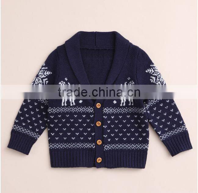 Hot Sale Cotton Children Sweaters Cute Christmas Pattern Knitting Kids Cardigan