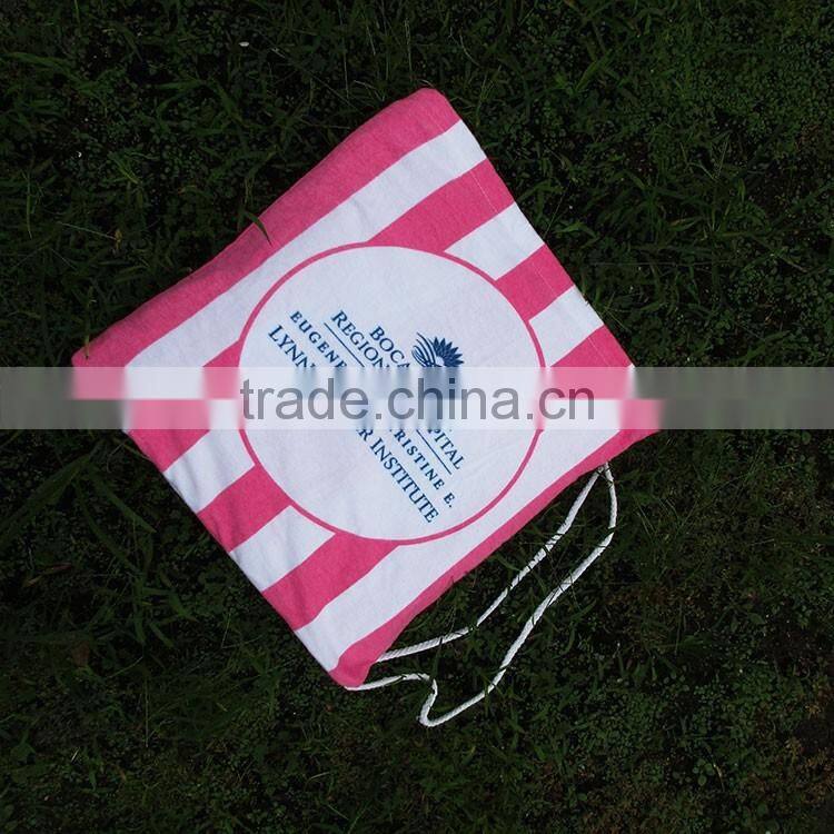 cotton flannel with brush reactive printing customized logo 3 in 1 blanket into tote with carry bag beach blanket