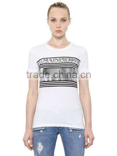 OEM China Manufacturer Silk Screen Printing White T-Shirts For Women,Girls Short Sleeve Slim Cotton T Shirts