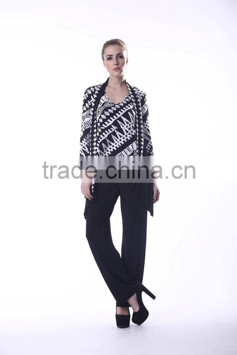 Ladies suit fabric free size and color ladies western pant suit sets zipper