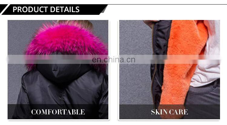 Goods in stock 2017 new arrive black bomber jacket with raccoon fur collar