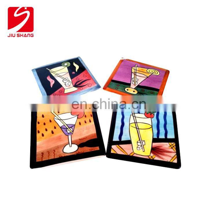 Promotional gift ceramic coffee cup pad, ceramic drink coaster set
