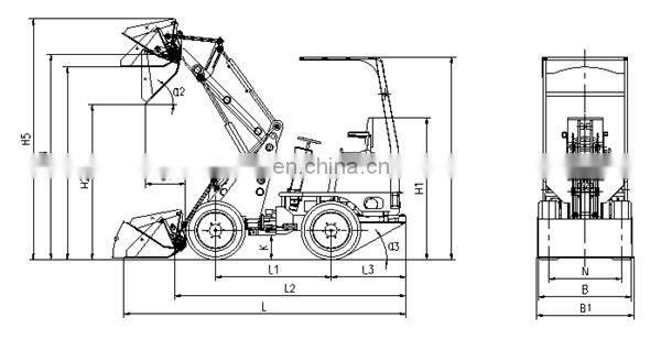 hysoon HD10L mini wheel loader with fork and bucket