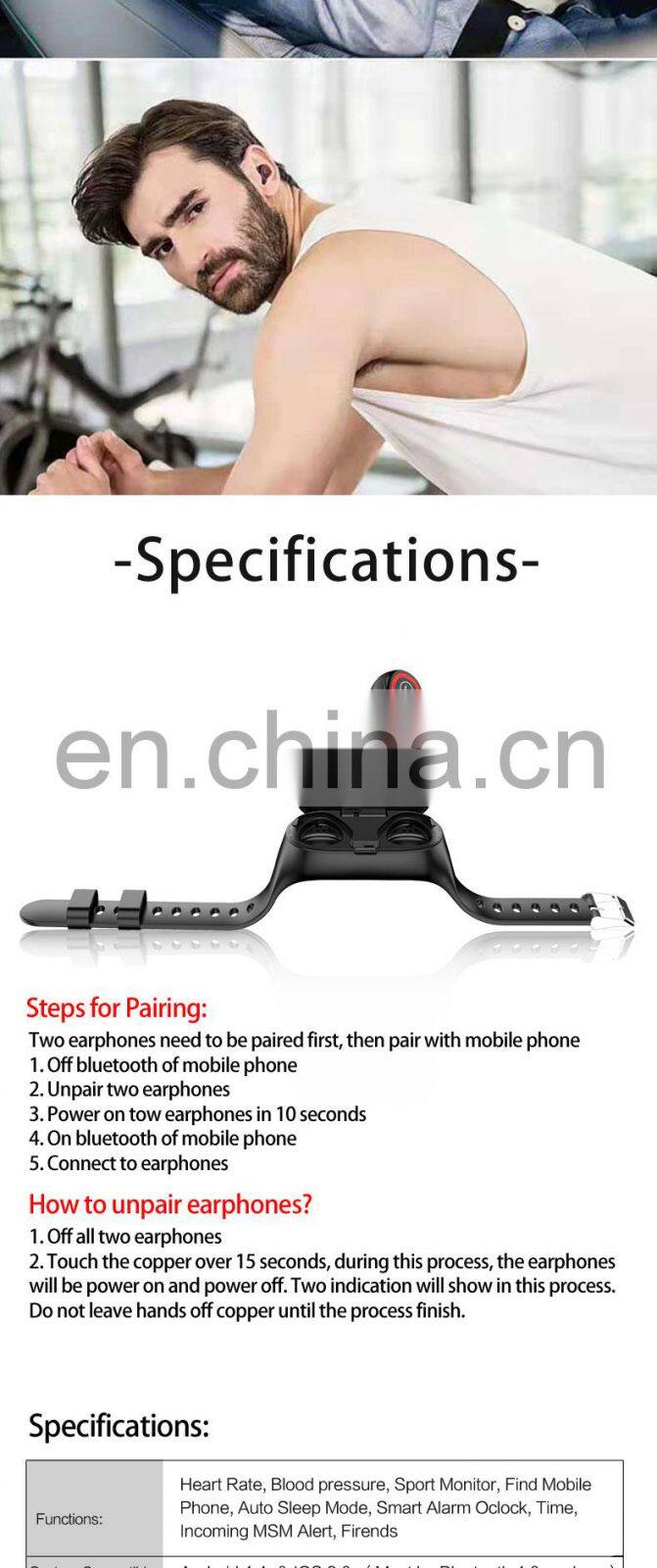 2 In 1 Smart Watch With Bluetooth Earphone Latest 2020 Shenzhen Waterproof Sport Bracelet Wholesale Smart Watch For Android