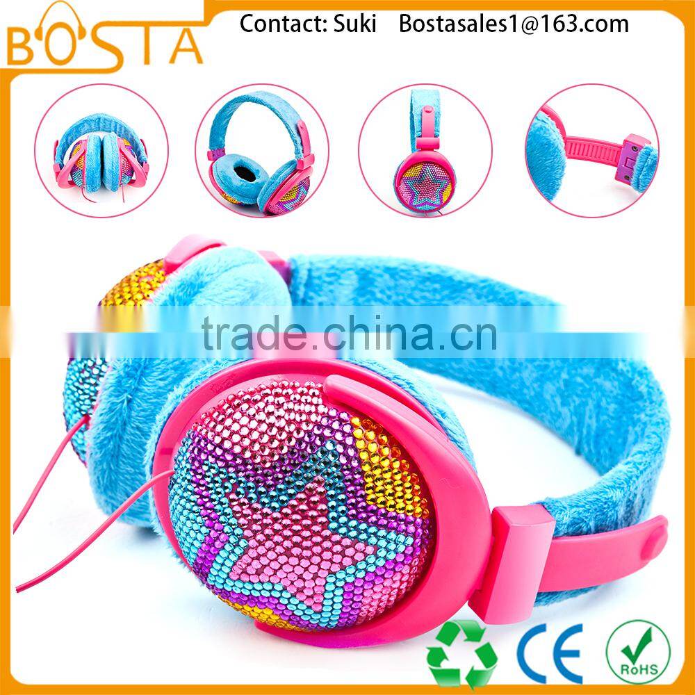 Fashion hot selling best stylish lovely pink leather headphone
