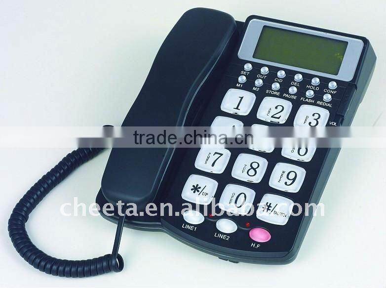 black and b ig button telephone with dual line