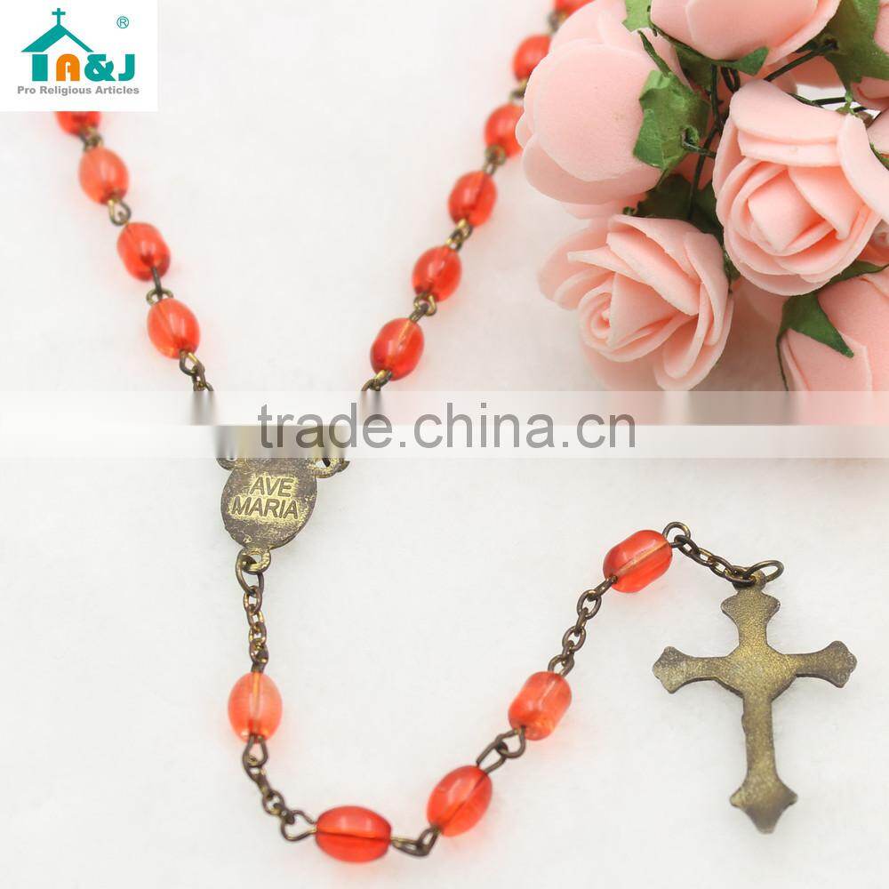 Hot sale religious plastic rosary bead necklace