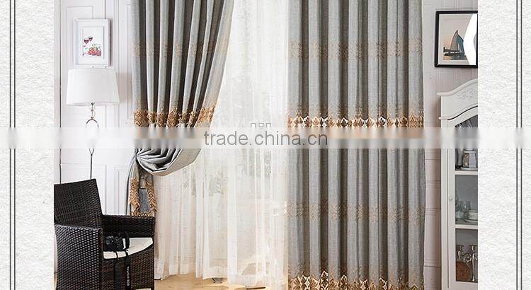 polyester jacquard finished cheap window curtains with iron rings and curtain rod