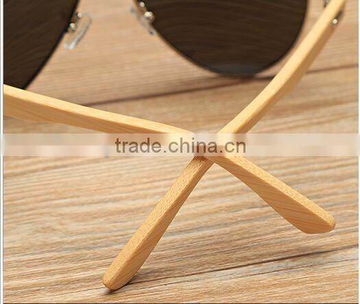 hand made wood temple metal frame classic men driving fishing sunglasses