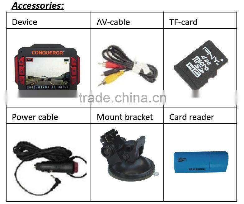 HOT!!! 3g car camera CVR-G720 From Conqueror laser camera detector