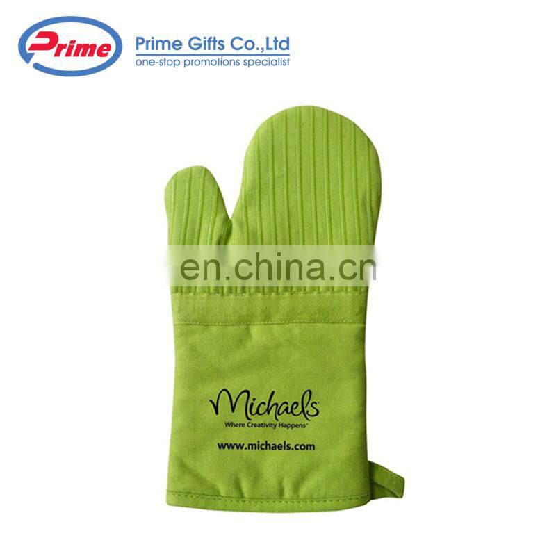 Multi Color Custom Printed Double Oven Mitt with Silicone Stripes