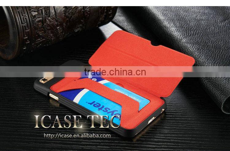 Business Leather Card Slots Matte Stand Mobile Phone Case Cover for iPhone 6 4.7inch